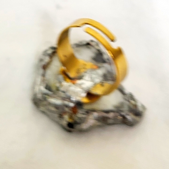 18K Porcelain Gold Half Womens Profile Broken Pottery Ring - Picture 5 of 5